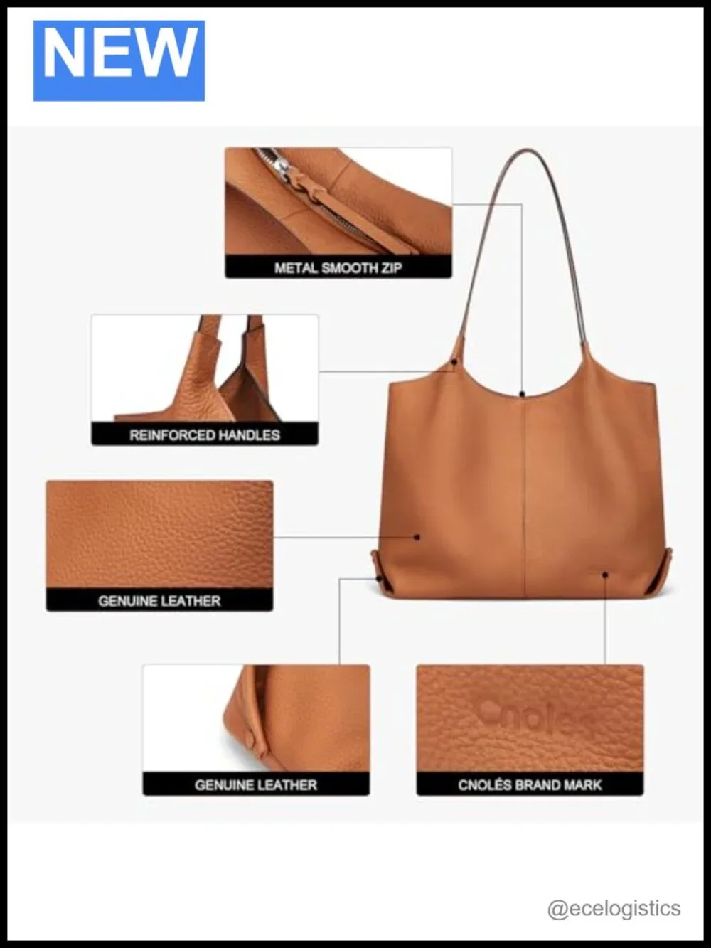 Genuine Leather Hobo Tote Bag Shoulder Purse with Pockets